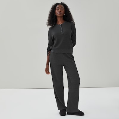 Chandail gaufré boutonné - Mélange D'Anthracite