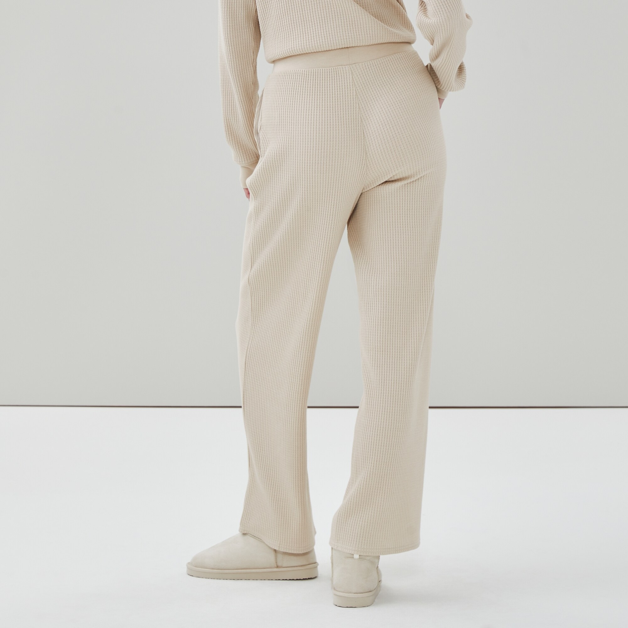 Waffle Wide Leg Pant in Oat Mix from Joe Fresh