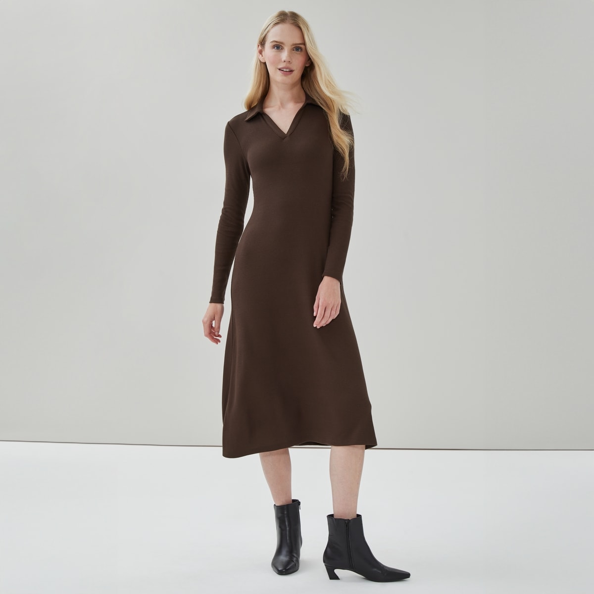 Robe polo midi - Brun Fonc