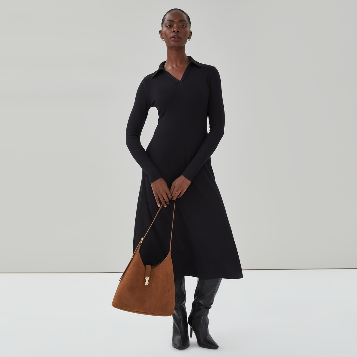 Robe polo midi - Noir Jf