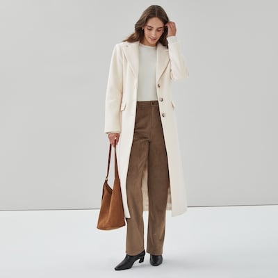 Structured Melton Car Coat - Ecru