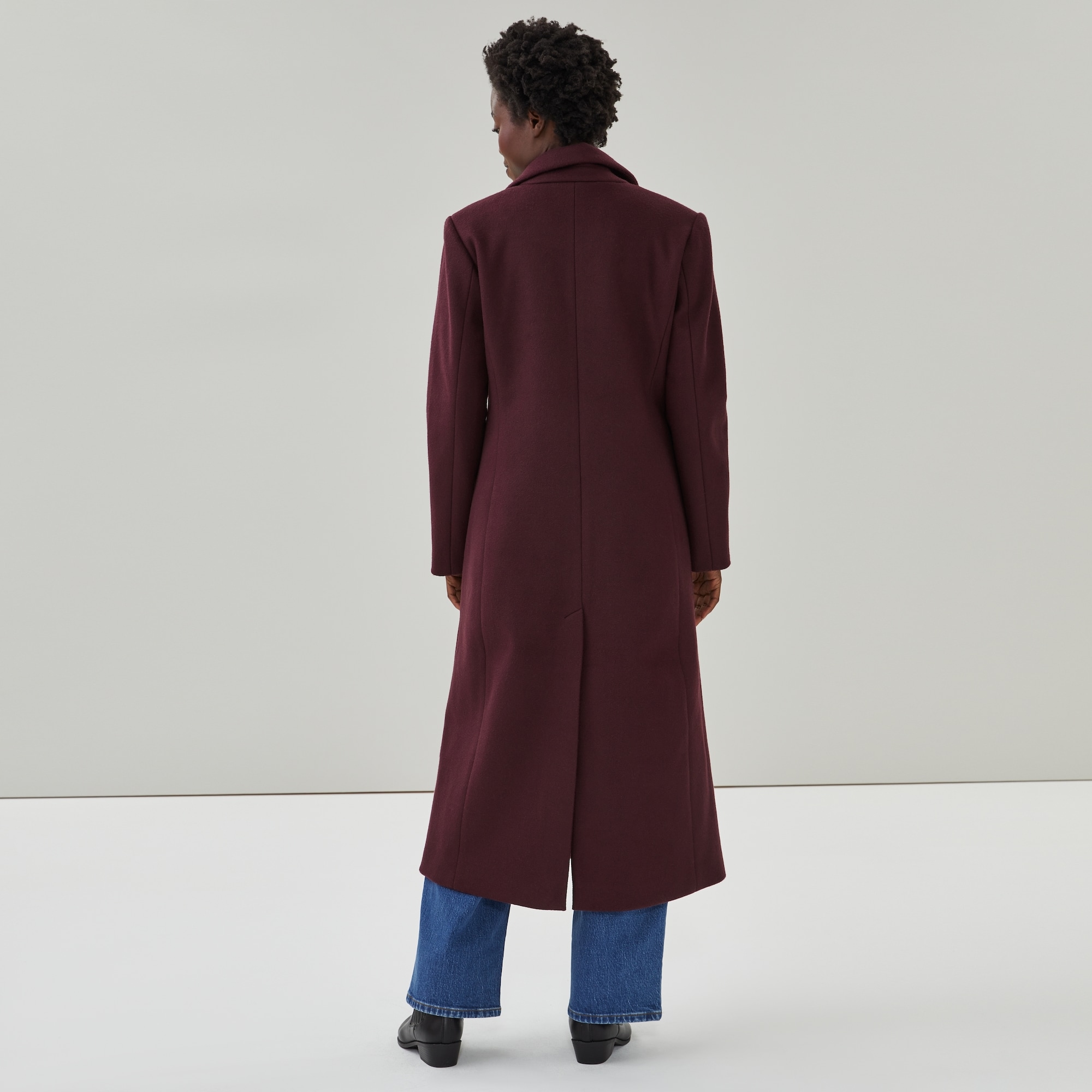 Structured Melton Car Coat in Dark Burgundy from Joe Fresh