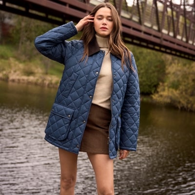Quilted Chore Jacket - Navy