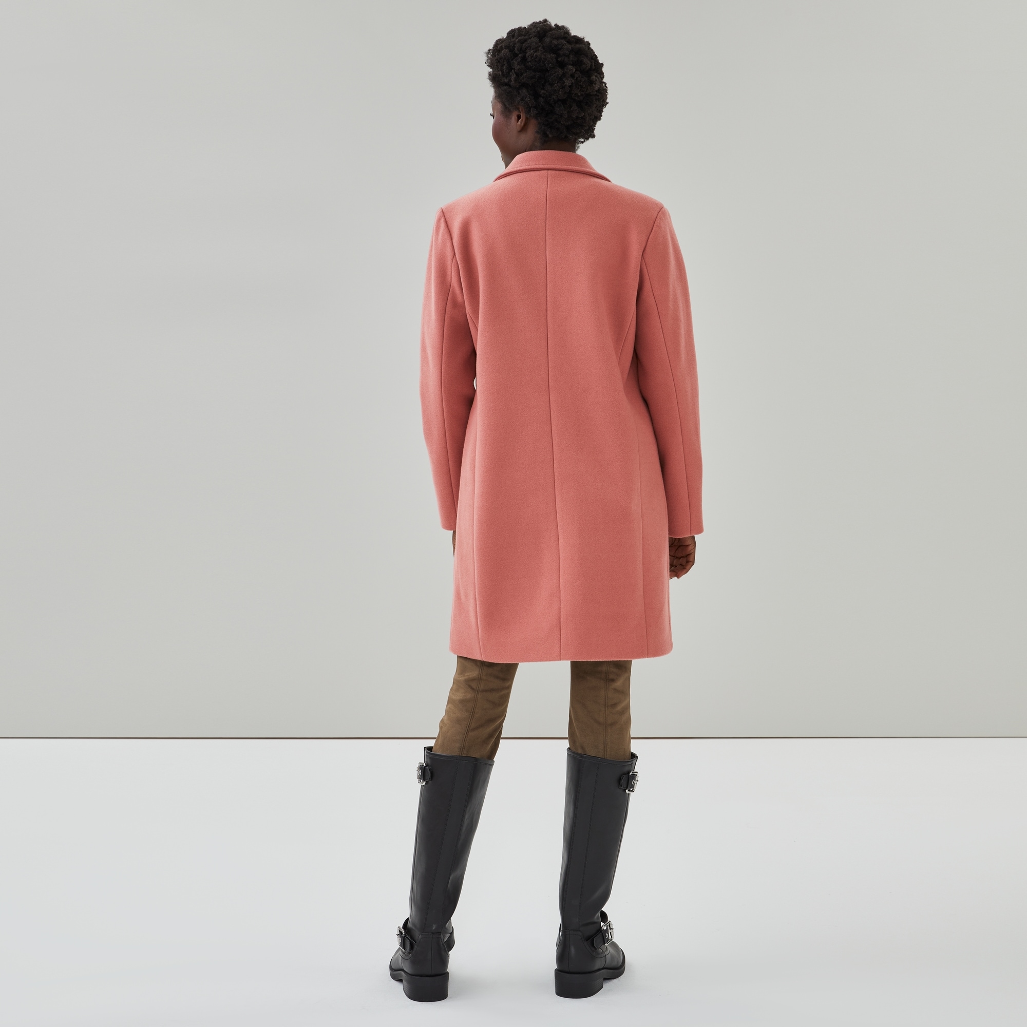 ジャケット・アウター THE FLAT HEAD MELTON WOOL CAR COAT Melton Car Coat in Dusty Rose from Joe Fresh