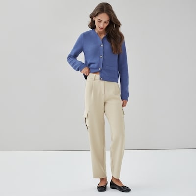 Pantalon cargo en crêpe - Brun Kaki Pâle