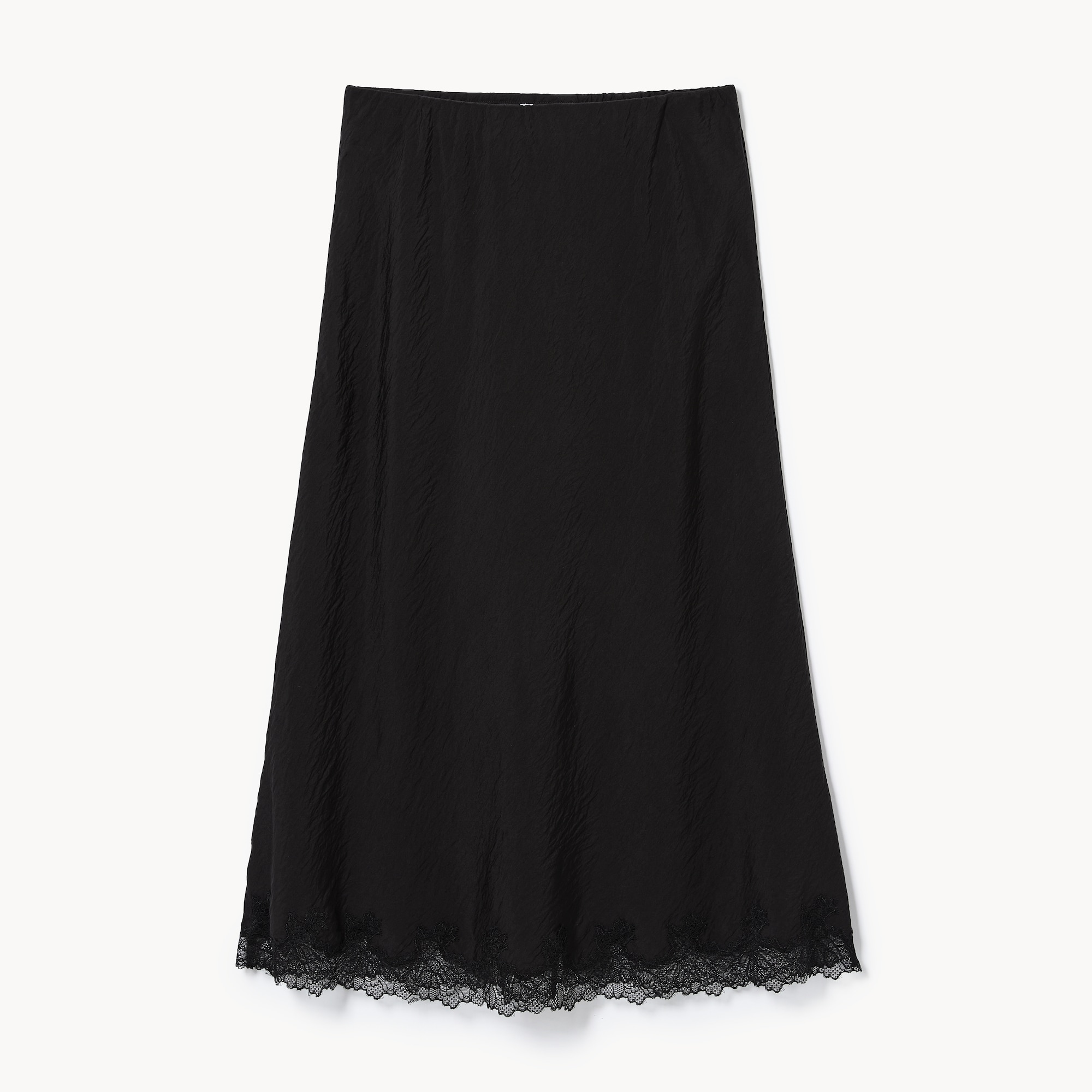 Lace Trim Satin Slip Skirt in JF Black from Joe Fresh