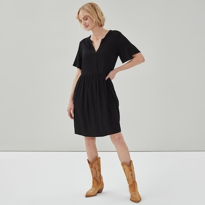 Robe mini à col en V - Noir JF