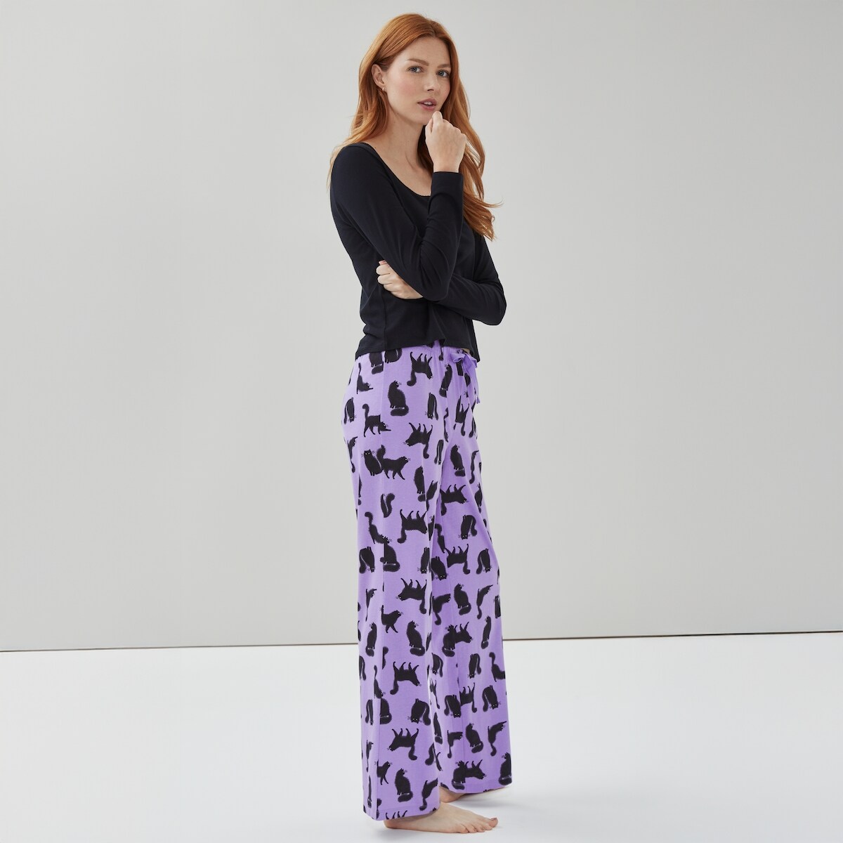 Printed Cotton Sleep Pant - Purple