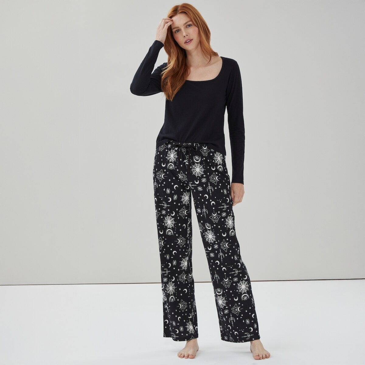 Printed Cotton Sleep Pant - Onyx