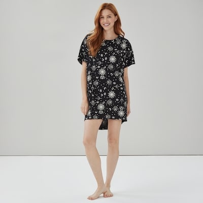 Cotton Printed Sleep Dress - Onyx