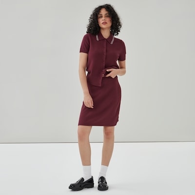 Sweater Mini Skirt - Dark Red