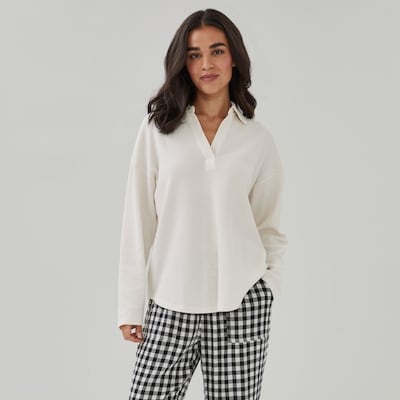 Lounge Polo Pullover - Ecru