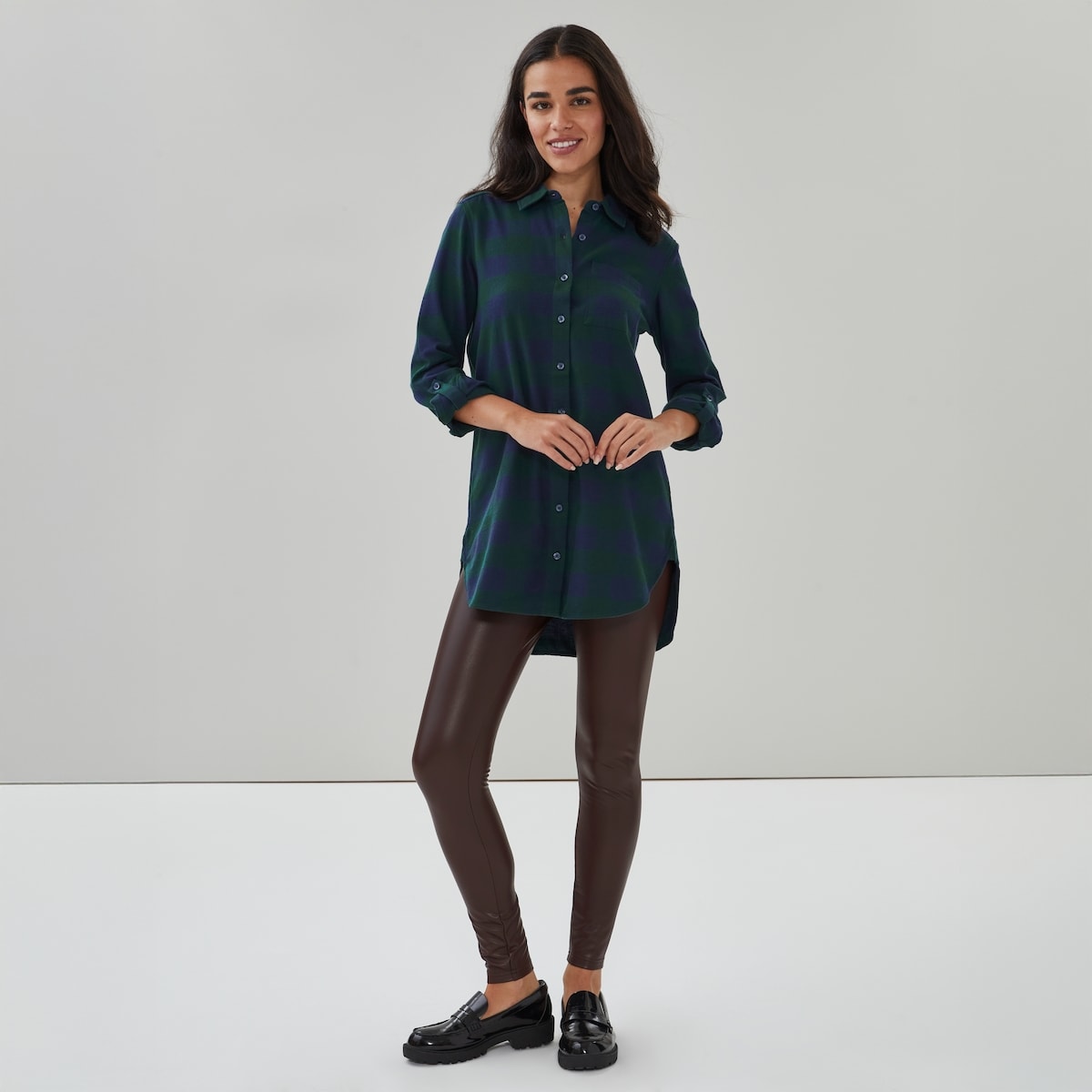 Buffalo Plaid Tunic - Navy