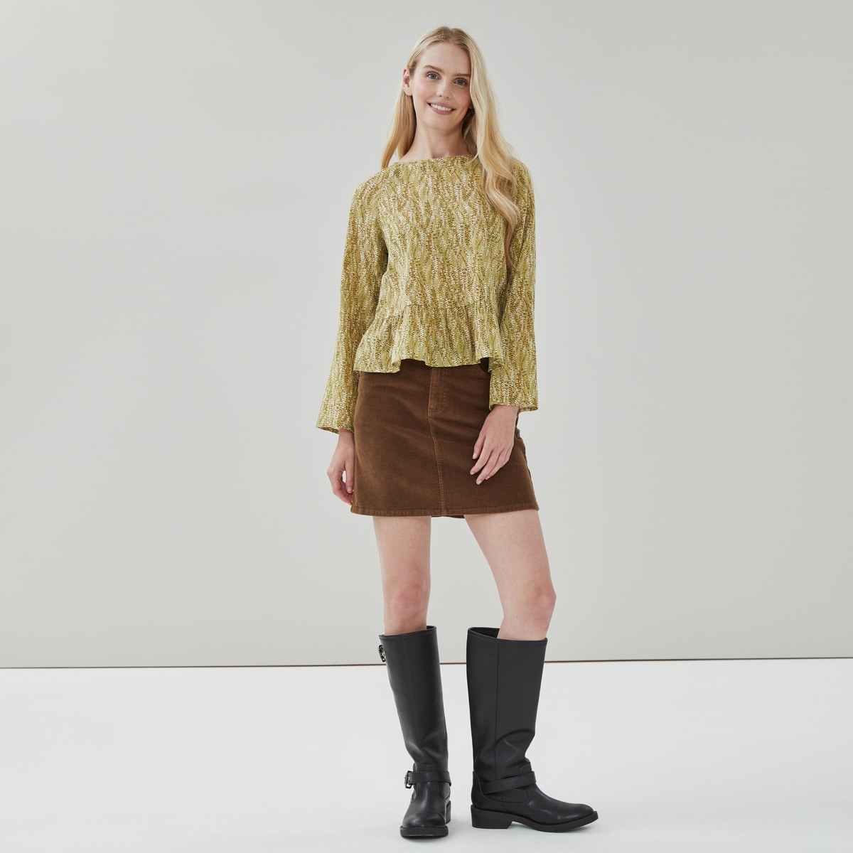 Joe Fresh Peplum Crinkled Long Sleeve Top 1 ea, $39.00/1ea