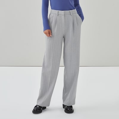 Pleated Suit Trousers - Light Grey Mix