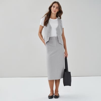 Jupe de tailleur droite midi - Mélange De Gris Pâle