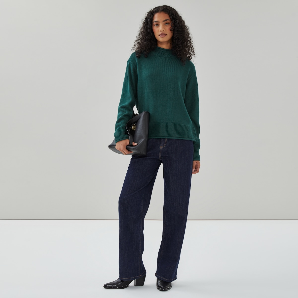 Mock Neck Sweater - Dark Green
