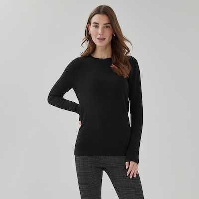 Cotton Cashmere Crew Neck Sweater - JF Black