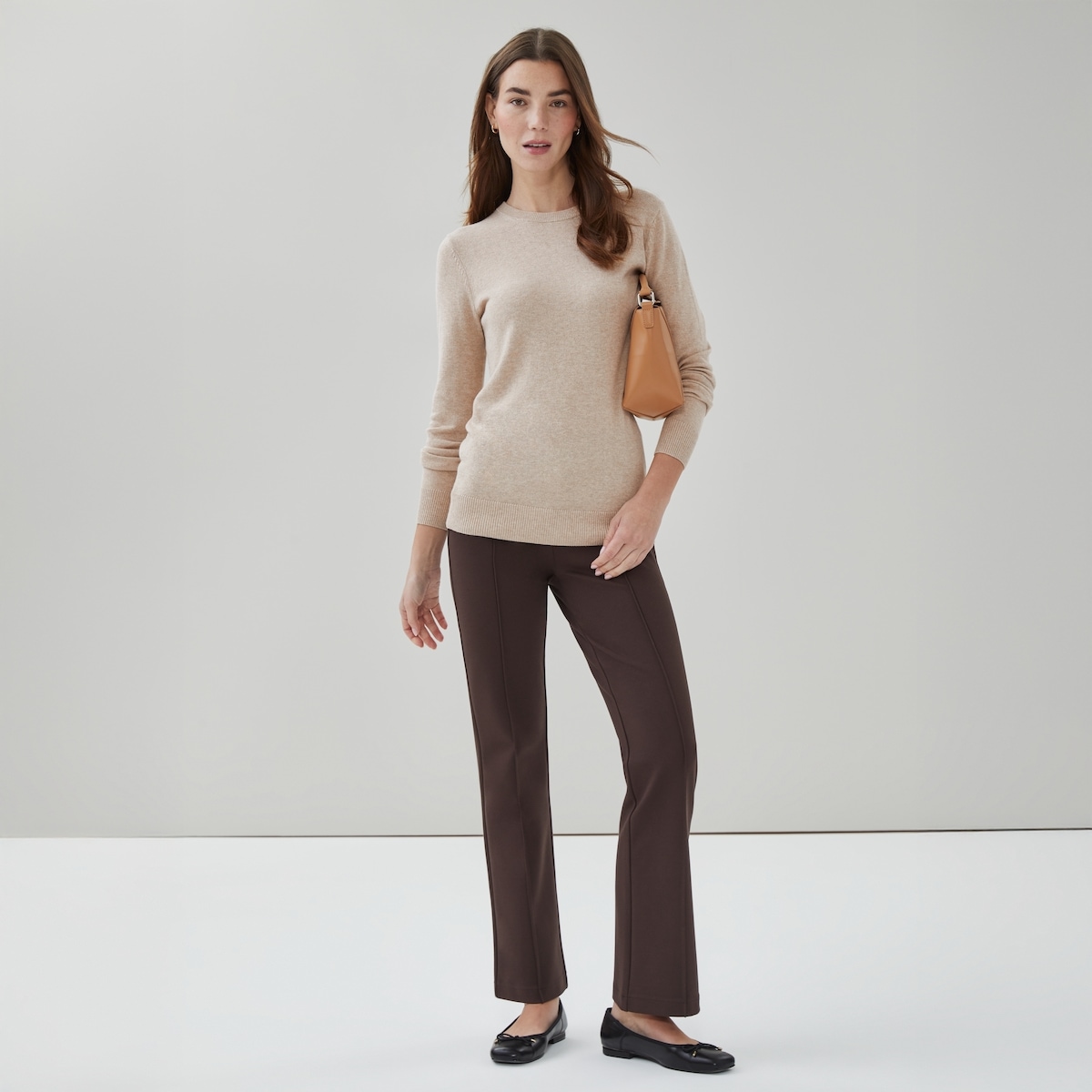 Cotton Cashmere Crew Neck Sweater - Oat Mix