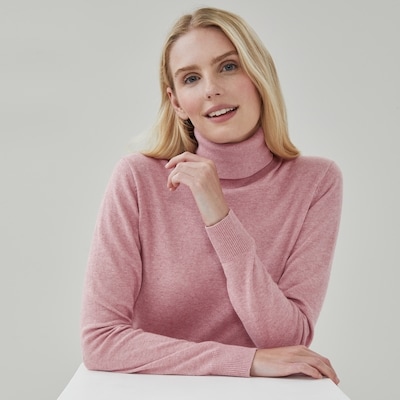 Cotton Cashmere Turtleneck - Pink Mix