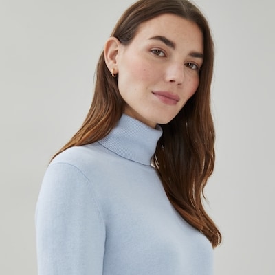 Cotton Cashmere Turtleneck - Pale Blue