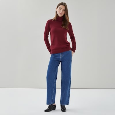 Cotton Cashmere Turtleneck - Dark Red