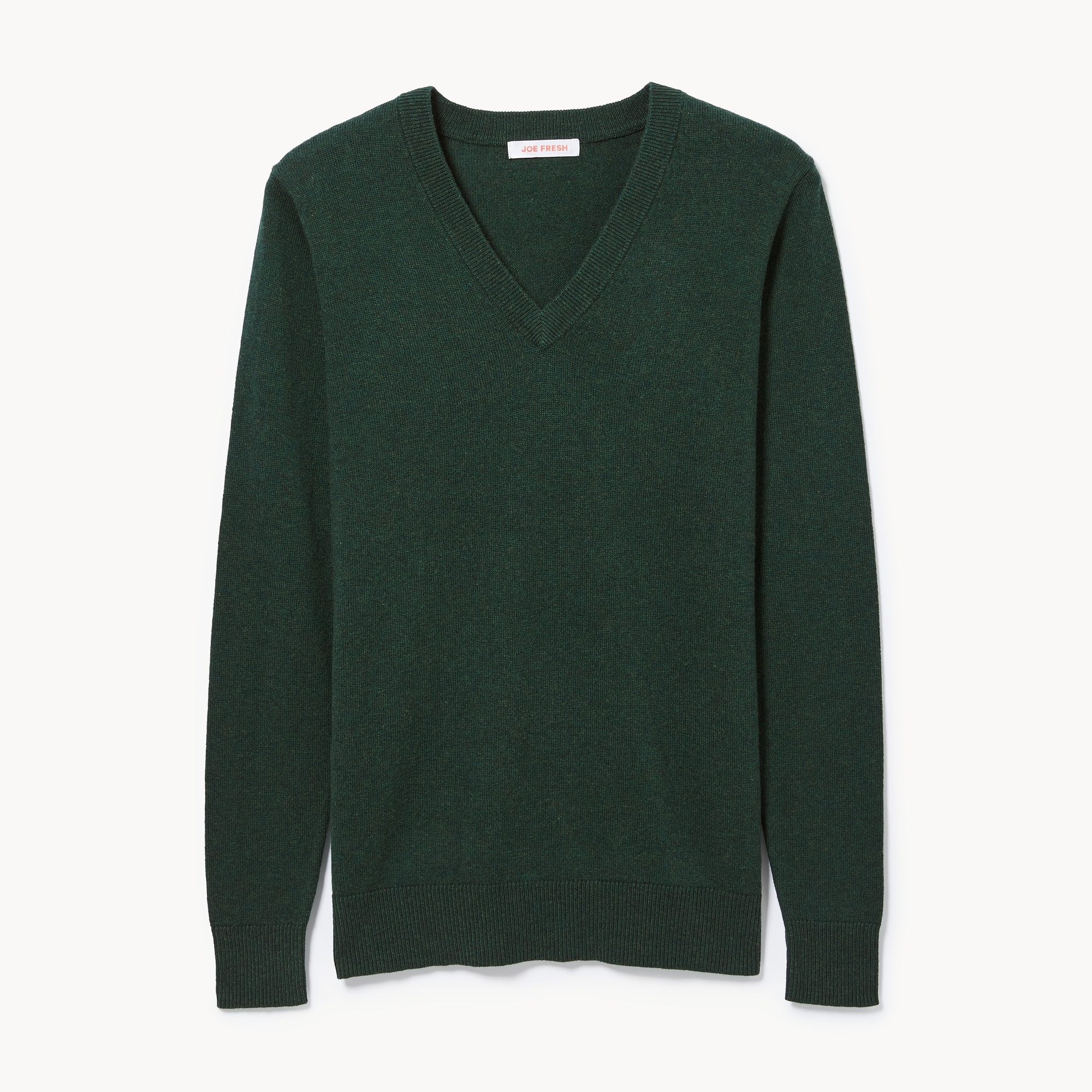 Cotton Cashmere V-Neck Sweater in Dark Green Mix from Joe Fresh