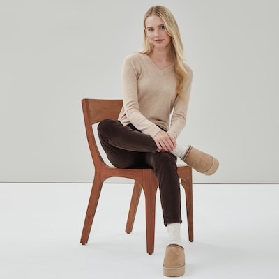 Cotton Cashmere V-Neck Sweater - Oat Mix