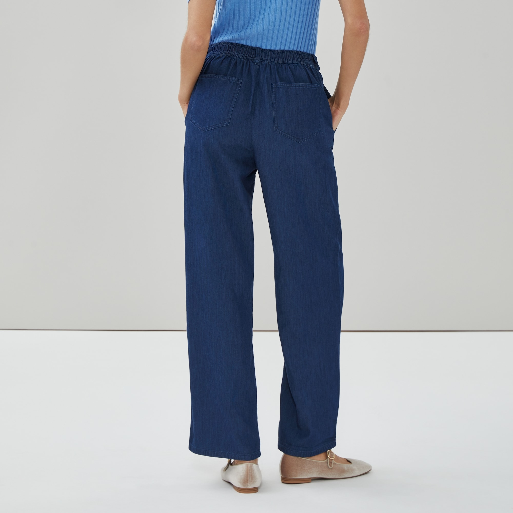Dark Wash Pull-On Chambray Pant in Dark Wash from Joe Fresh