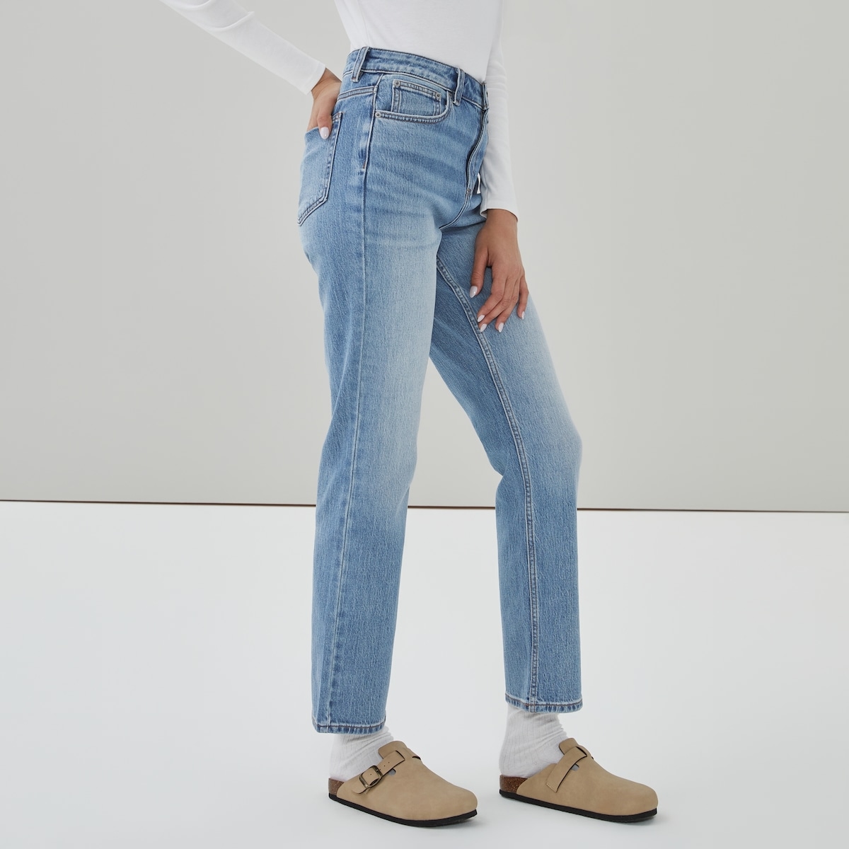 Medium Wash Slim Straight Jean