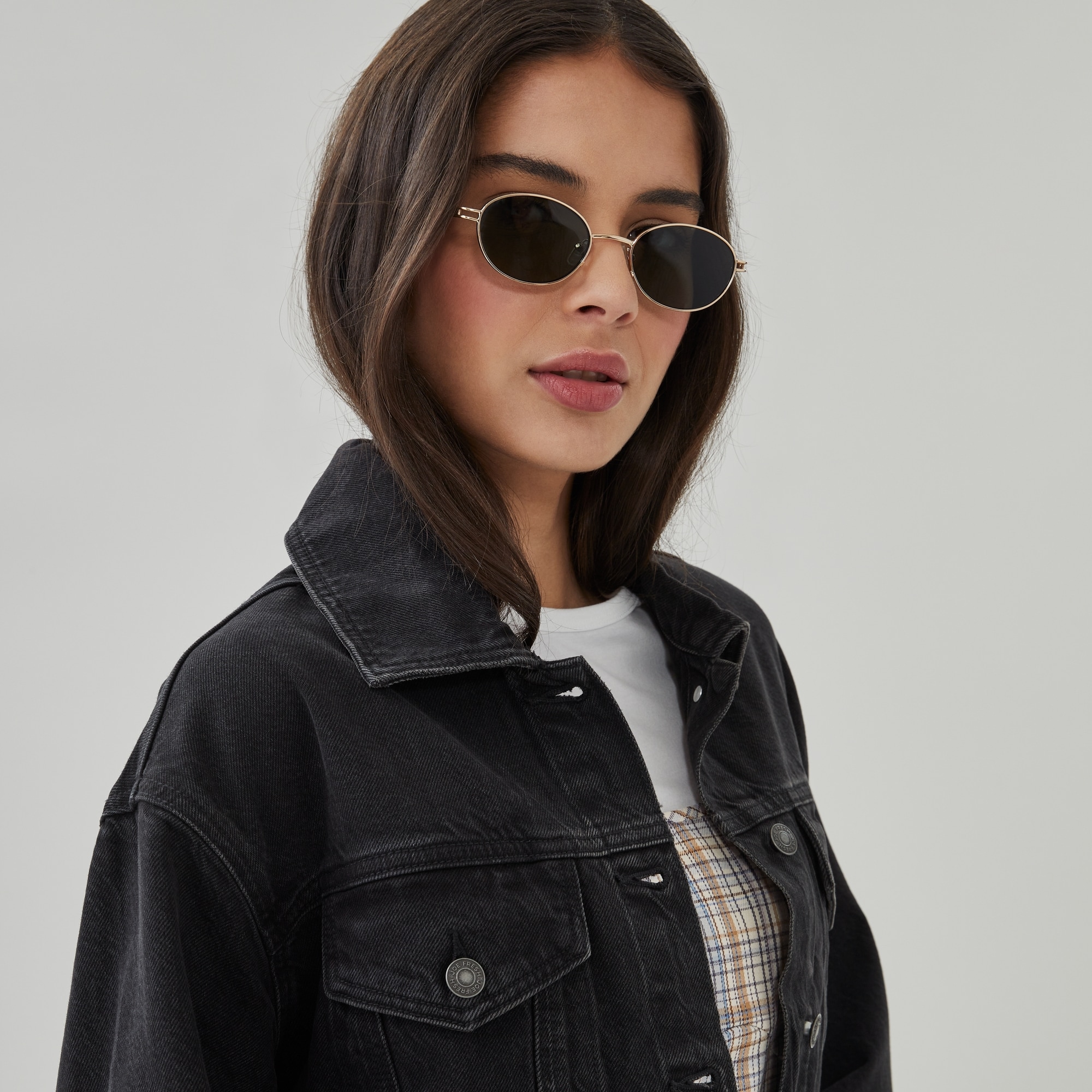 Oversized Denim Jacket in Black from Joe Fresh