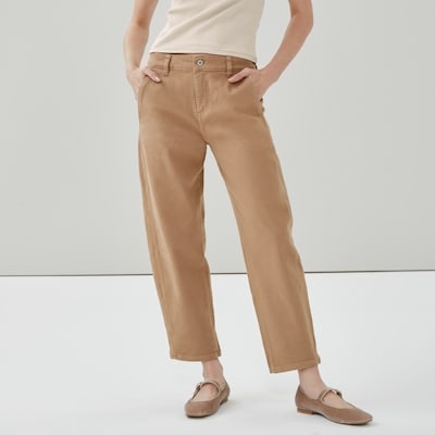 Barrel Leg Twill Pant - Light Brown
