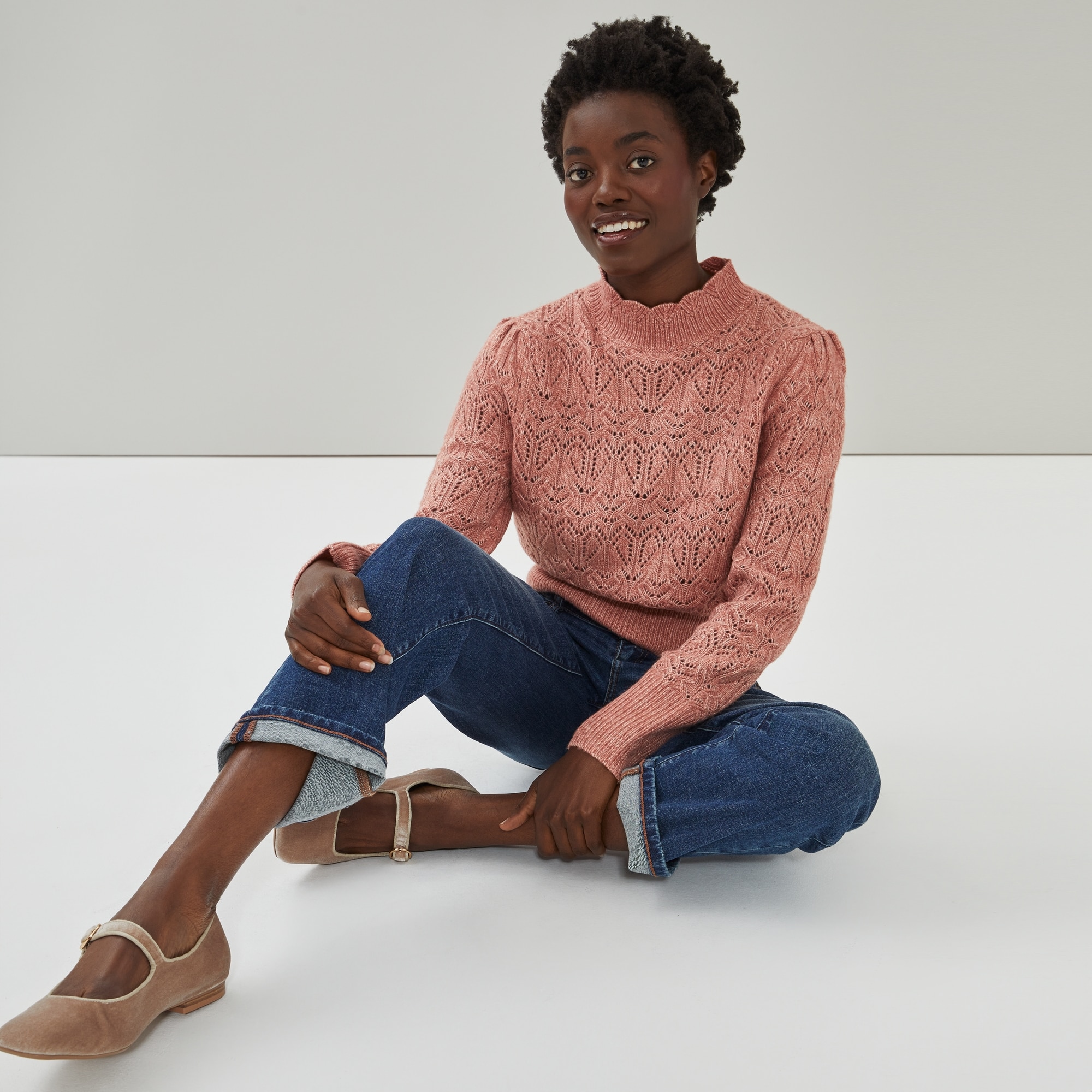 Mock Neck Sweater in Dusty Rose from Joe Fresh