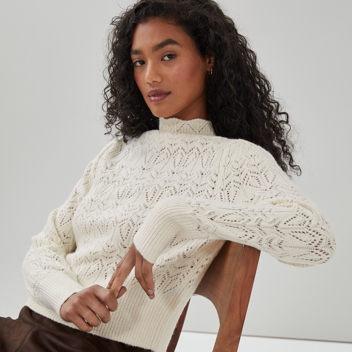 Mock Neck Sweater - Off White
