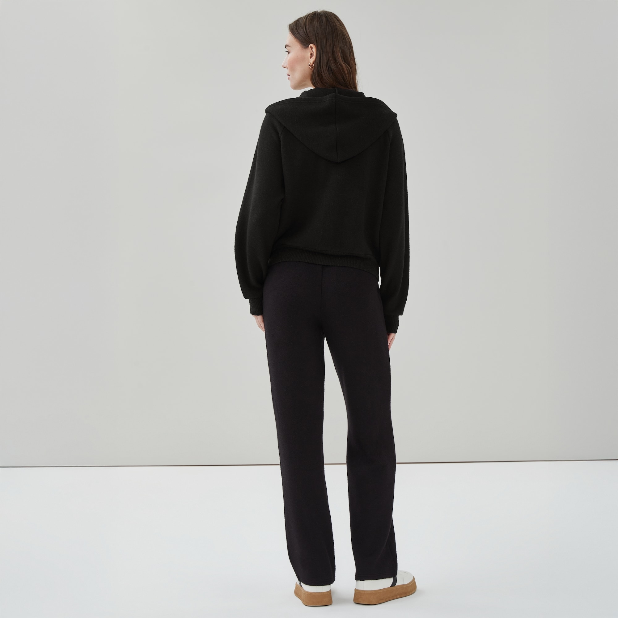 Full-Zip Knit Hoodie in JF Black from Joe Fresh