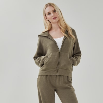 Full-Zip Knit Hoodie - Dark Olive