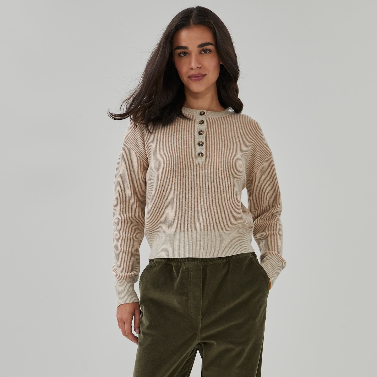 Joe Fresh Two-Tone Henley Sweater 1 ea, $45.00/1ea