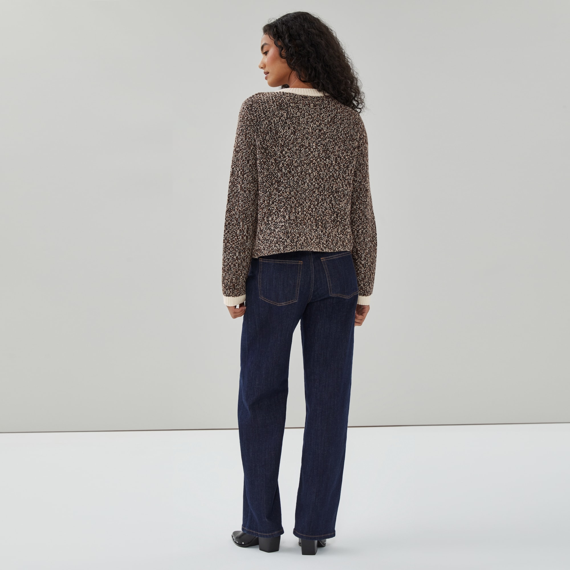 Tweed Cardigan in Light Khaki Brown from Joe Fresh