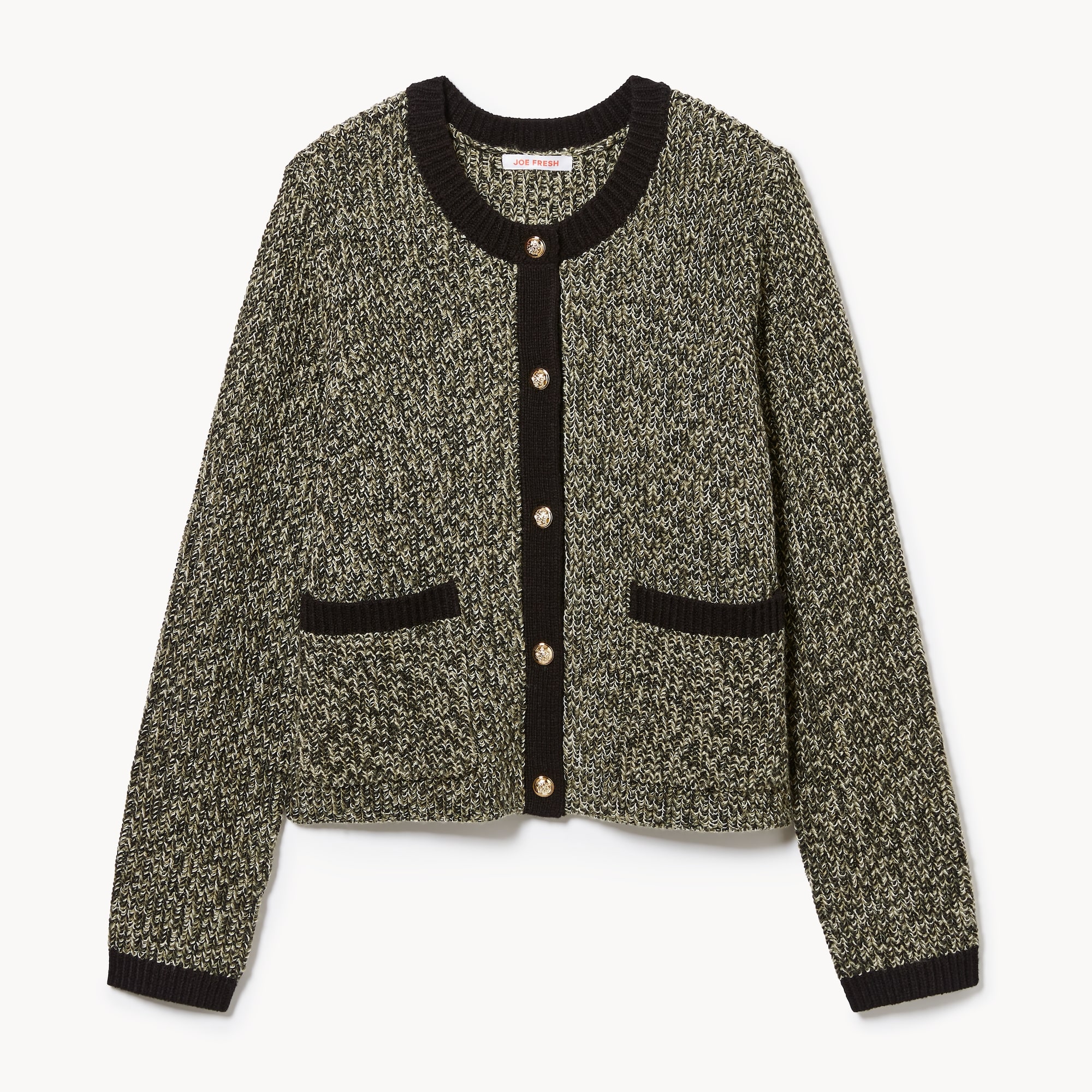 Tweed Cardigan in Army Green from Joe Fresh