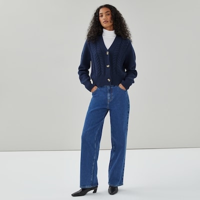 Cable Knit Cardigan - Navy