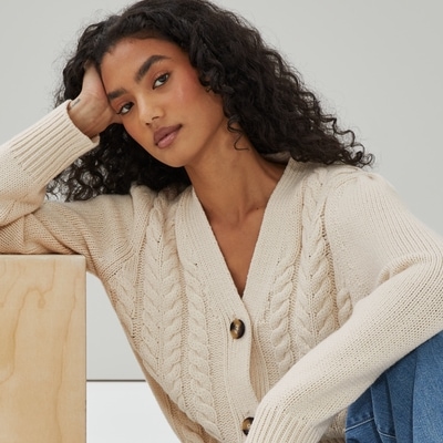 Cable Knit Cardigan - Ecru