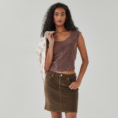 Minijupe en velours côtelé - Brun Poussiéreux