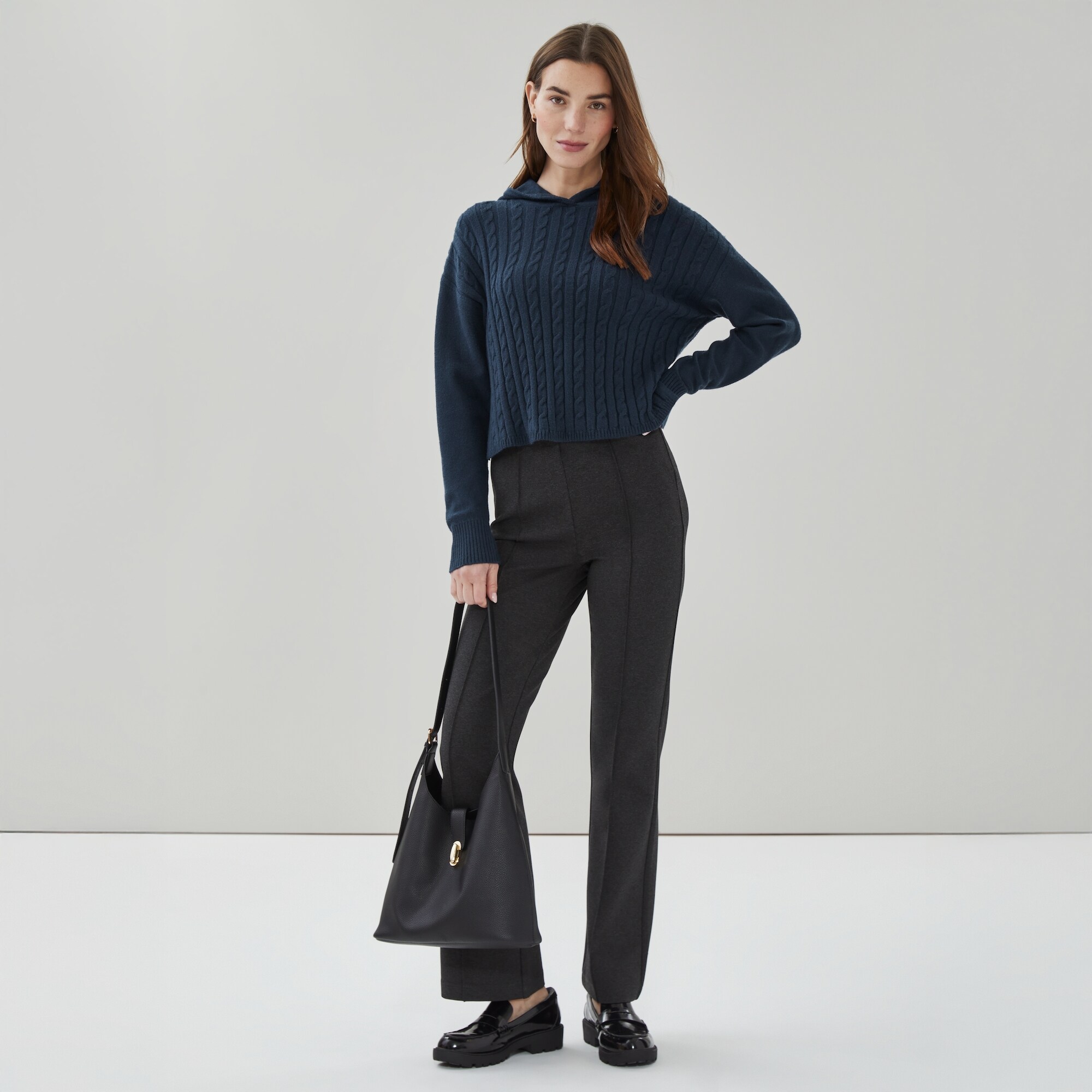 Cable Knit Hooded Sweater