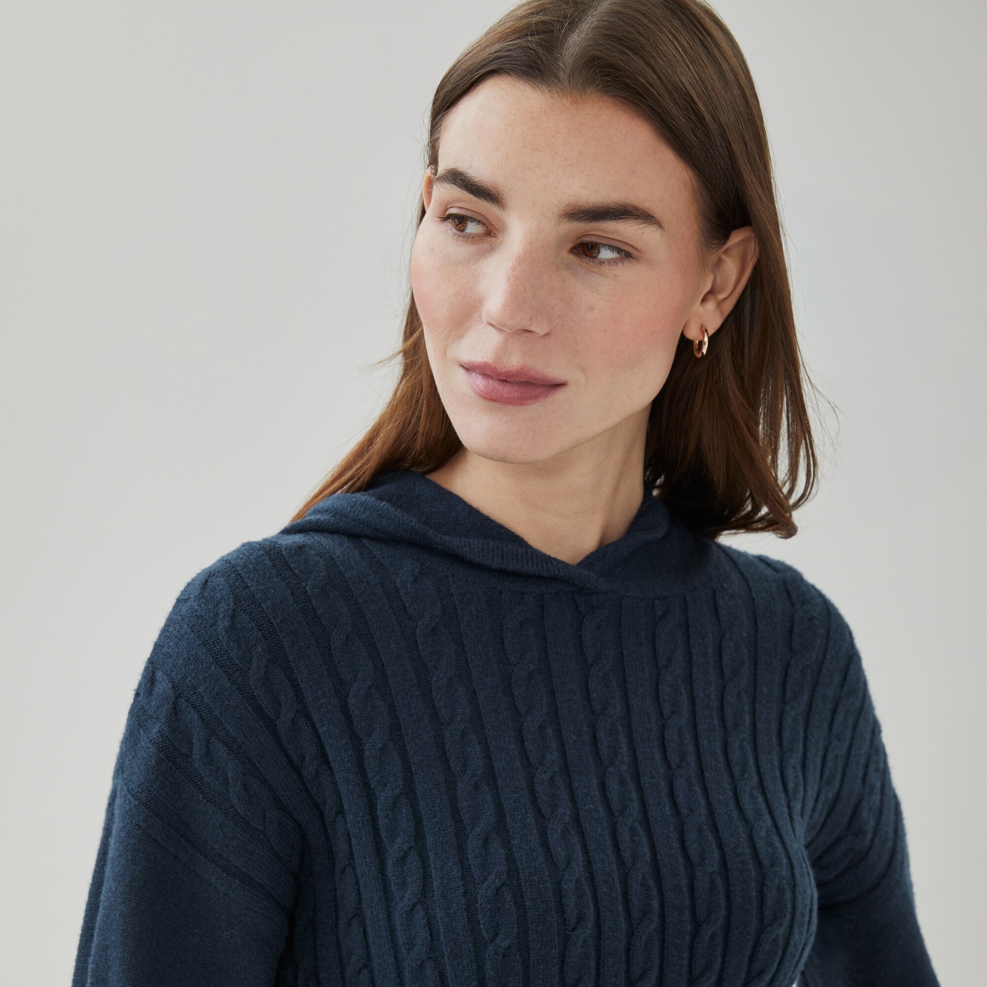 Cable Knit Hooded Sweater