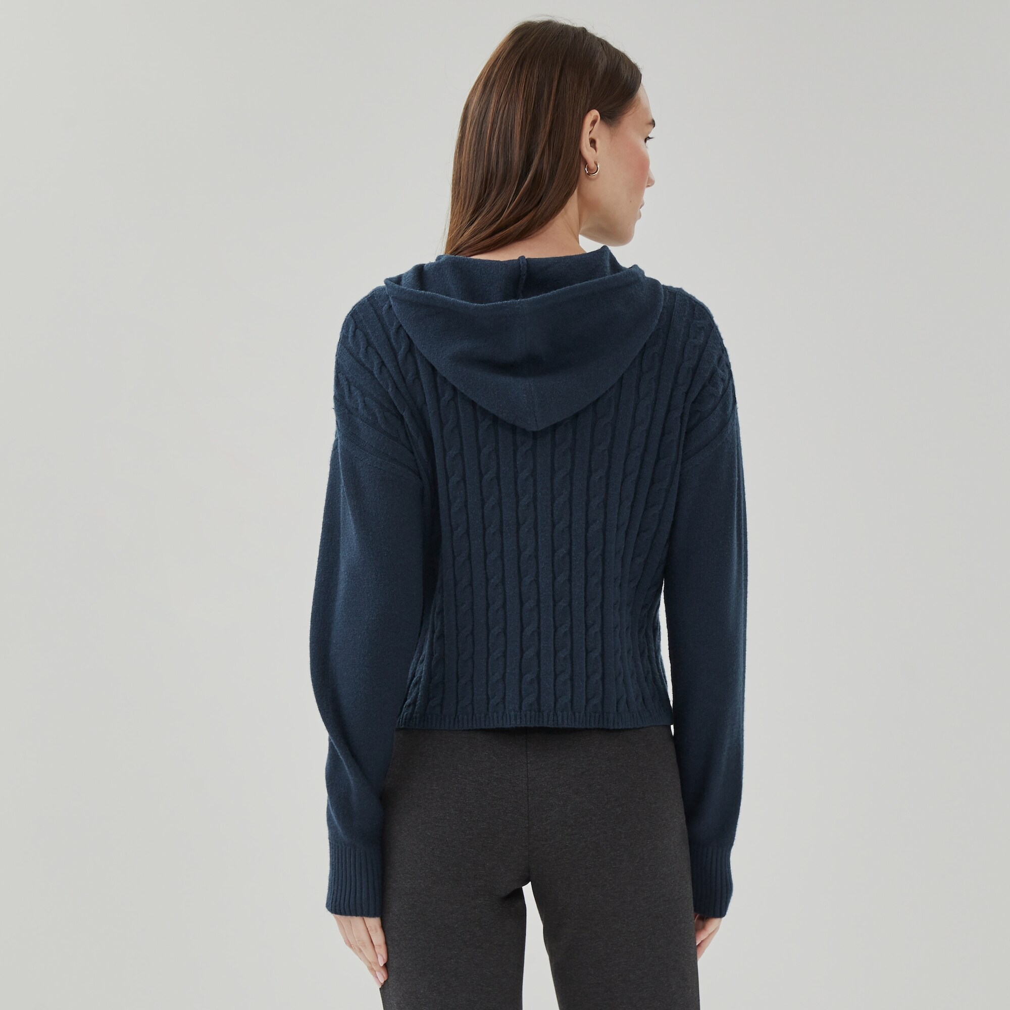 Cable Knit Hooded Sweater