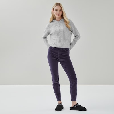 Cable Knit Hooded Sweater - Grey Mix