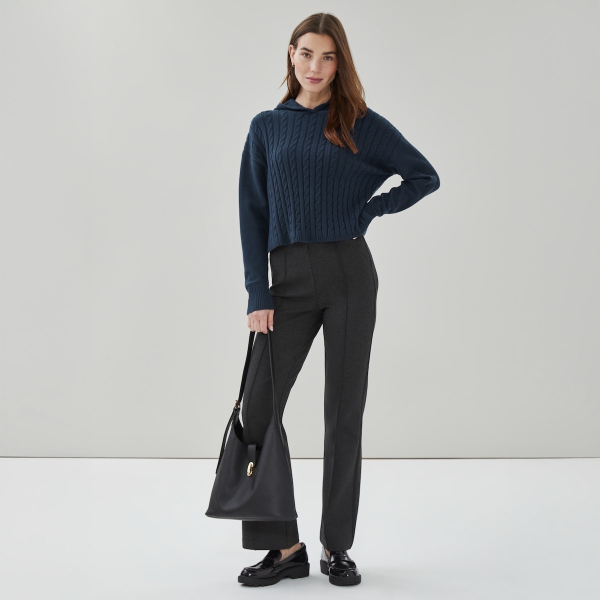 Cable Knit Hooded Sweater