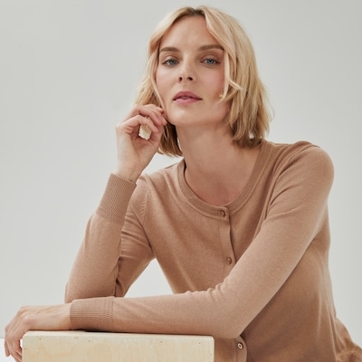 Button-Up Cardigan - Light Brown