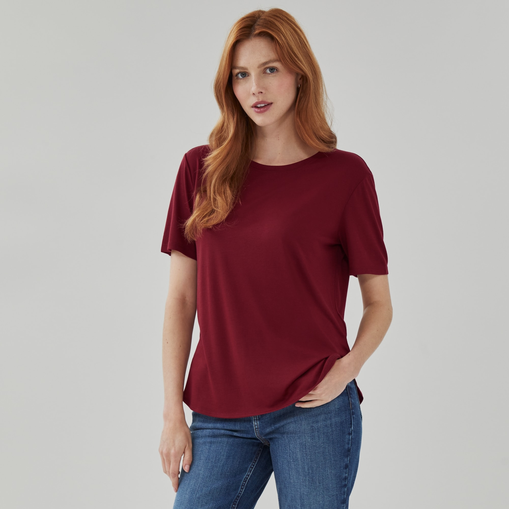 Relaxed T-Shirt in Dark Red from Joe Fresh