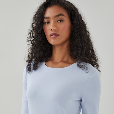 Organic Cotton Essential Long Sleeve Top - Pale Blue